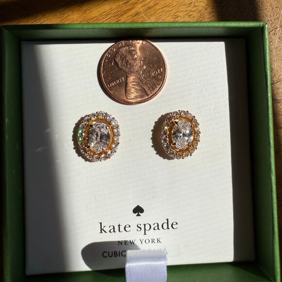 NWT Kate Spade Victoria Earring Studs Clear Cubic Zirconia - Picture 7 of 10